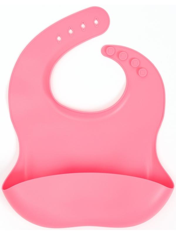 Нагрудник детский сииконовый, Крошка Я, 23х4х29, розовый