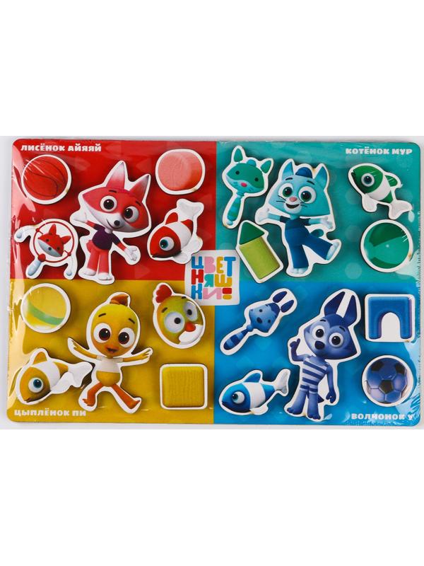 Вкладыши на липучках, цветняшки «Сортируем предметы» 20 элементов, на липучках, изучаем цвет