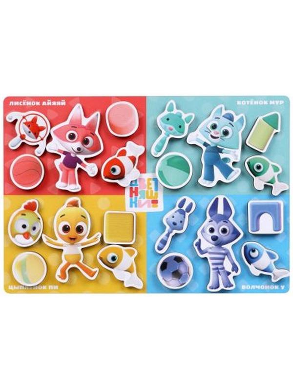 Вкладыши на липучках, цветняшки «Сортируем предметы» 20 элементов, на липучках, изучаем цвет