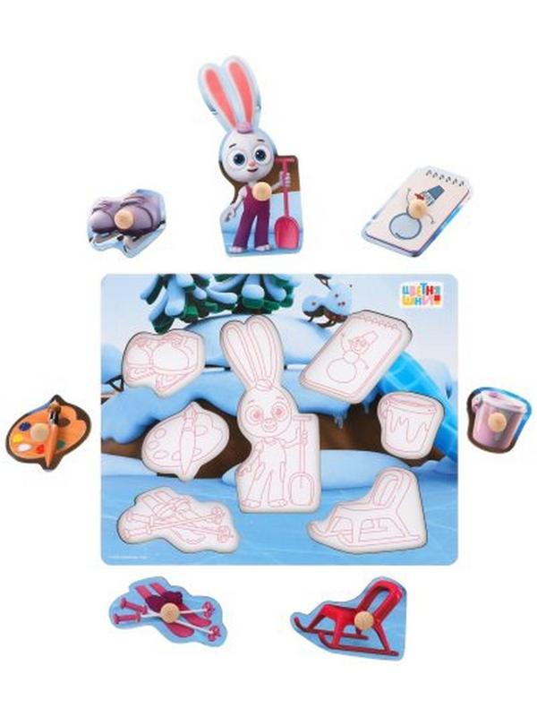 Вкладыши, цветняшки «Зимняя прогулка Зайчонка Скок»