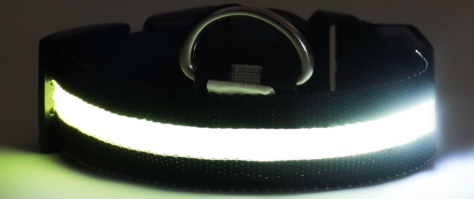 Ошейник с подсветкой, зарядка от USB, размер M, ОШ 37-46 см, 3 режима, черный