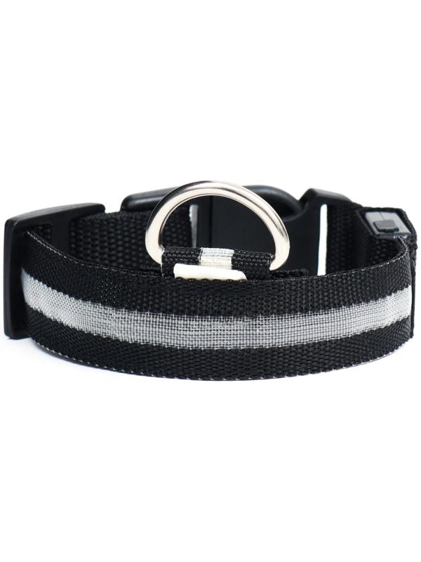 Ошейник с подсветкой, зарядка от USB, размер M, ОШ 37-46 см, 3 режима, черный