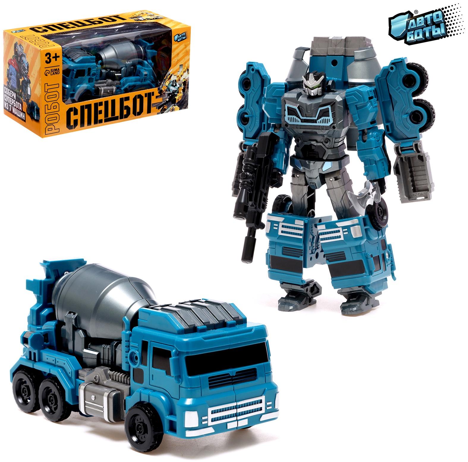 Робот «Бетономешалка», трансформируется, собирается в 1 робота из 7 машин