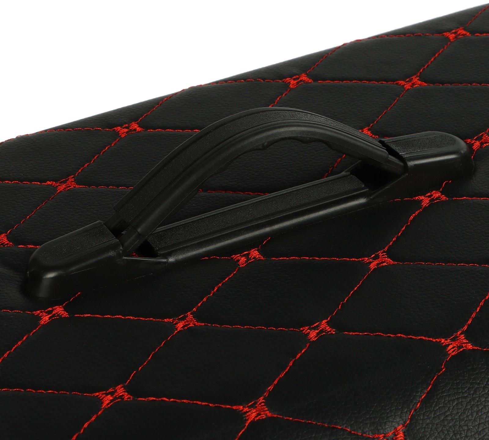 Органайзер кофр в багажник, 39 х 30 х 31 см, экокожа, черный-красный