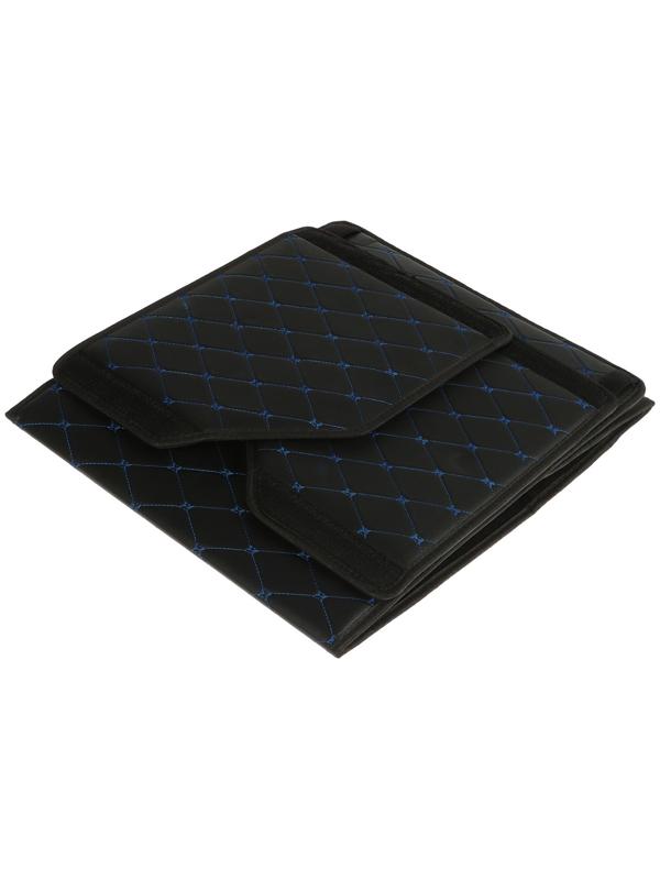 Органайзер кофр в багажник, 39 х 30 х 31 см, экокожа, черный-синий