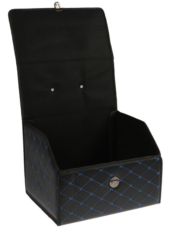 Органайзер кофр в багажник, 39 х 30 х 31 см, экокожа, черный-синий