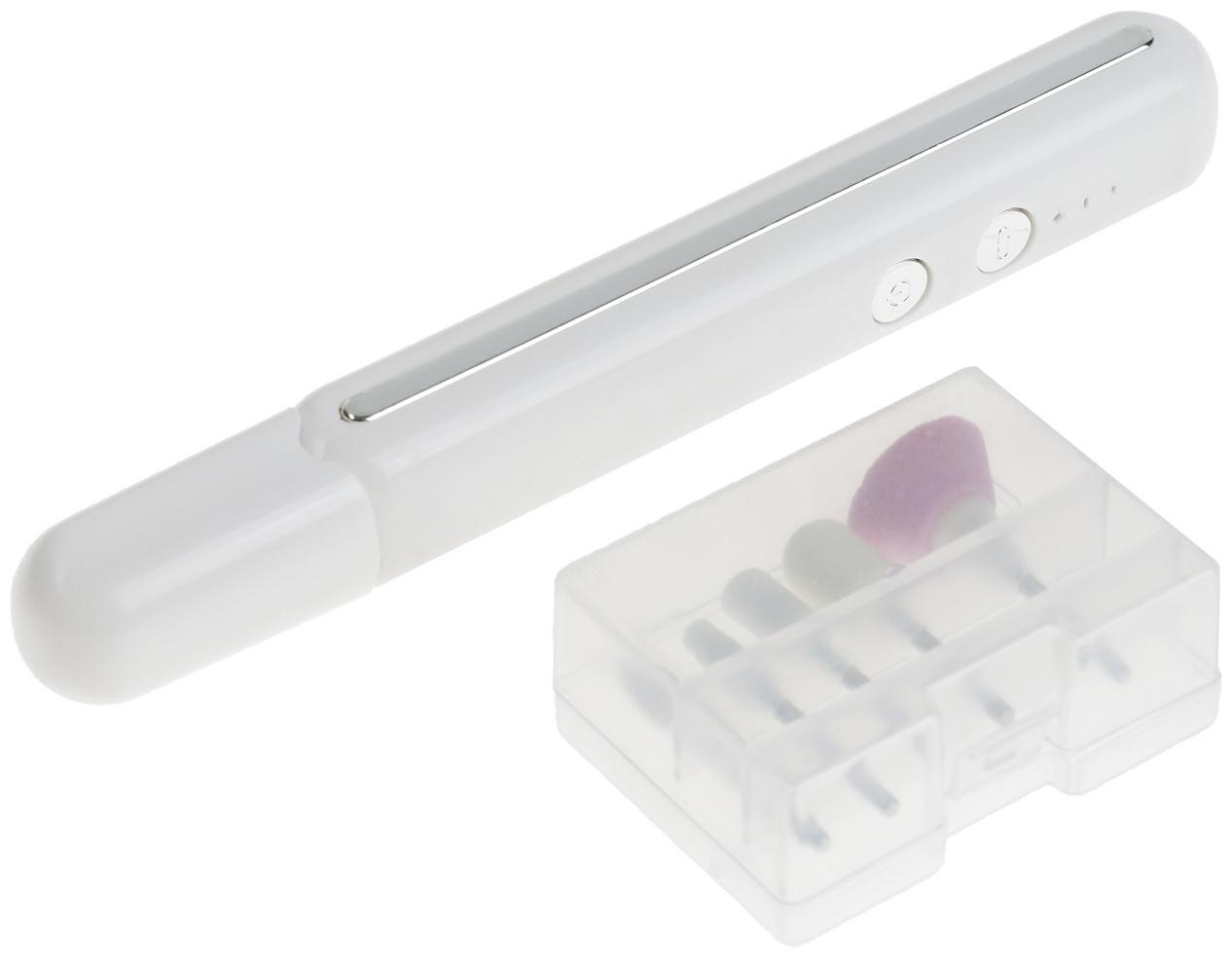 Аппарат для маникюра LuazON LMM-02 , портативный, 5 насадок, АКБ, белый