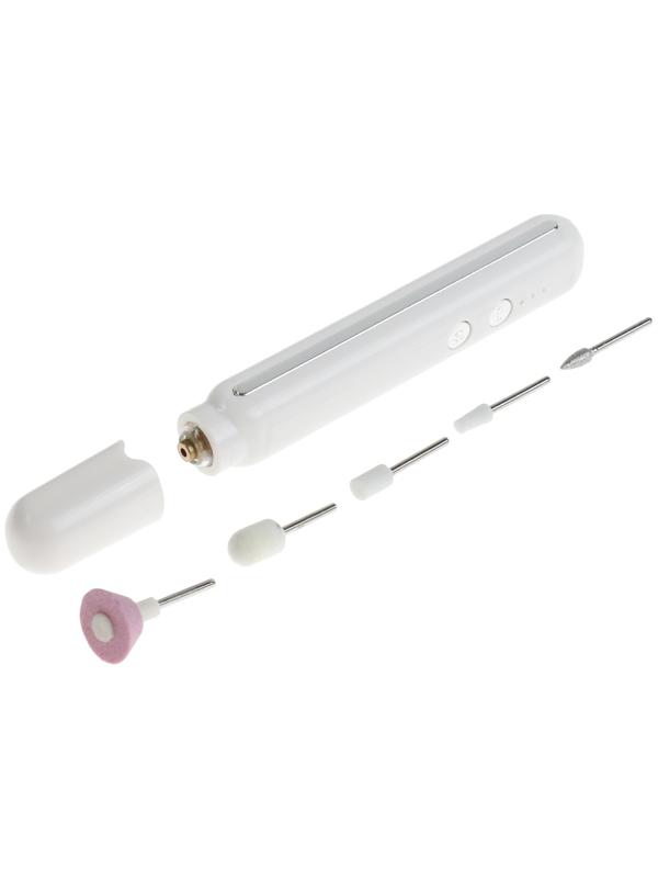 Аппарат для маникюра LuazON LMM-02 , портативный, 5 насадок, АКБ, белый