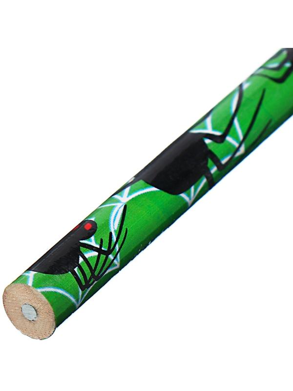 Карандаш чернографитный НВ с ластиком, корпус круглый, Пауки