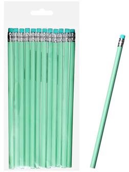 Карандаш чернографитный НВ с ластиком, корпус треугольный, Пастель мятный