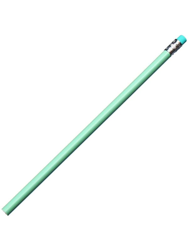 Карандаш чернографитный НВ с ластиком, корпус треугольный, Пастель мятный