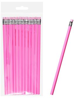 Карандаш чернографитный НВ с ластиком, корпус треугольный, Пастель розовый