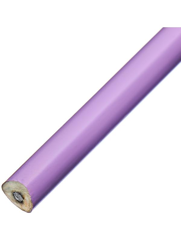 Карандаш чернографитный НВ с ластиком, корпус треугольный, Пастель сиреневый