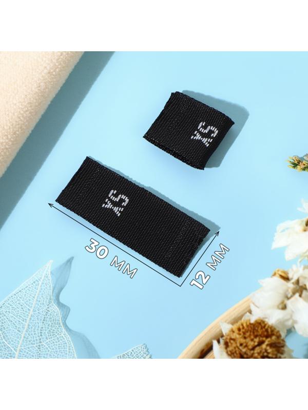 Размерники жаккардовые, «XS», 12 × 30 мм, 100 шт, цвет чёрный