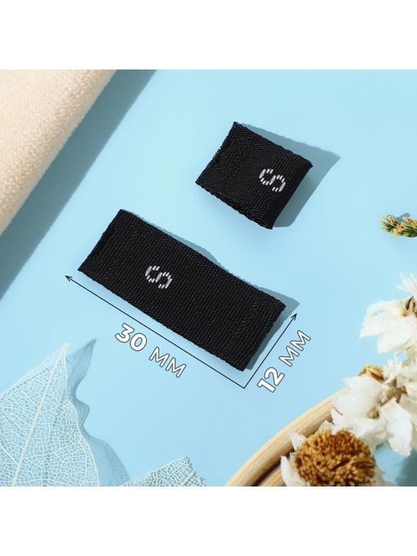 Размерники жаккардовые, «S», 12 × 30 мм, 100 шт, цвет чёрный