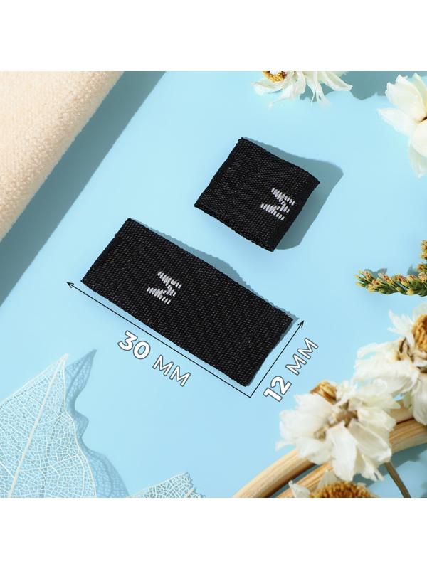 Размерники жаккардовые, «М», 12 × 30 мм, 100 шт, цвет чёрный