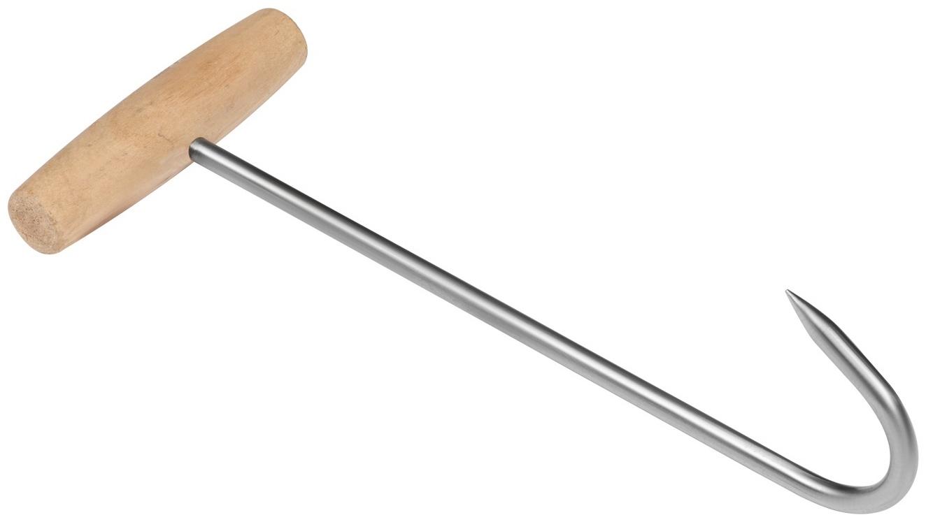 Обвалочный крюк для мяса, 30см, с деревянной ручкой