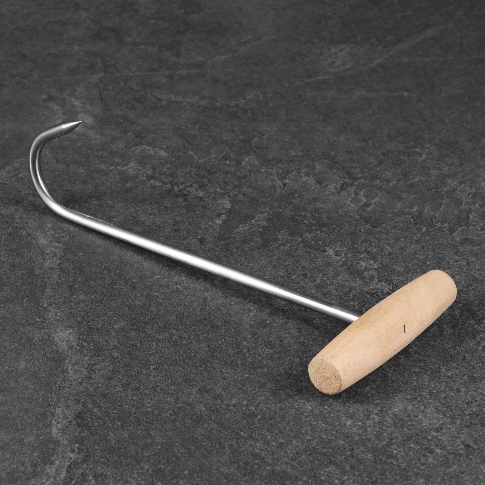 Обвалочный крюк для мяса, 30см, с деревянной ручкой