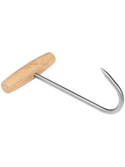 Обвалочный крюк для мяса, 18см, с деревянной ручкой
