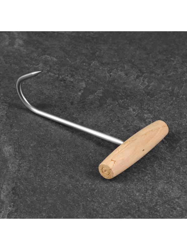 Обвалочный крюк для мяса, 18см, с деревянной ручкой