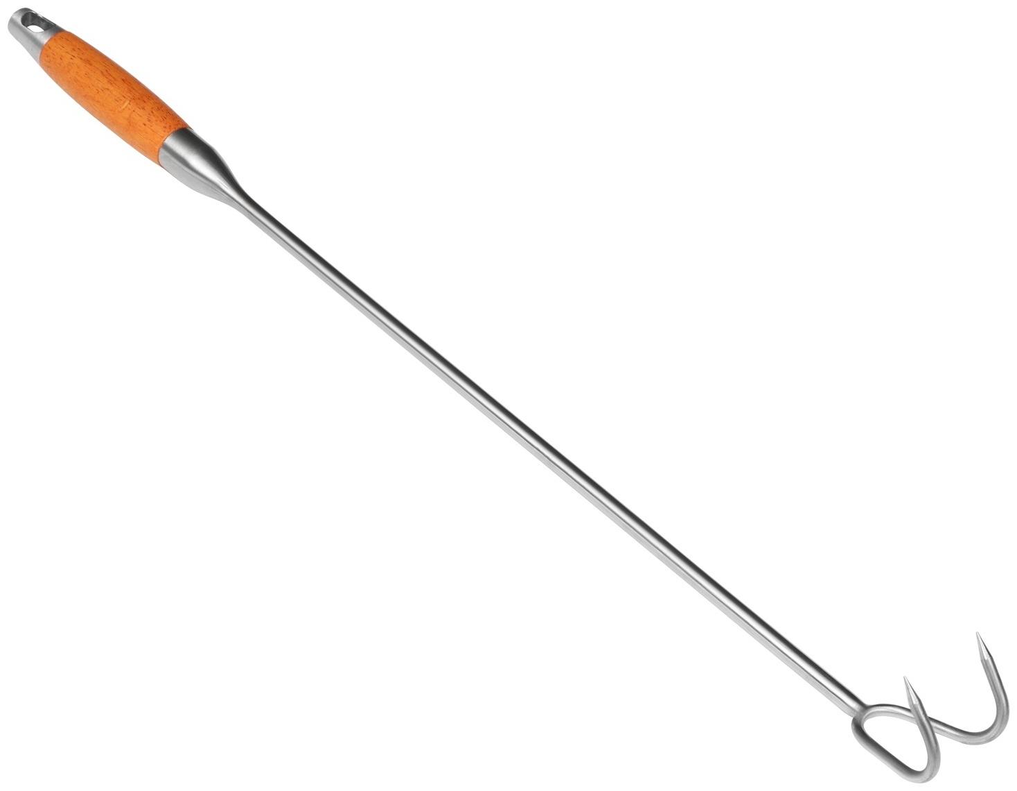 Крюк для мяса универсальный двойной, 62см, с деревянной ручкой