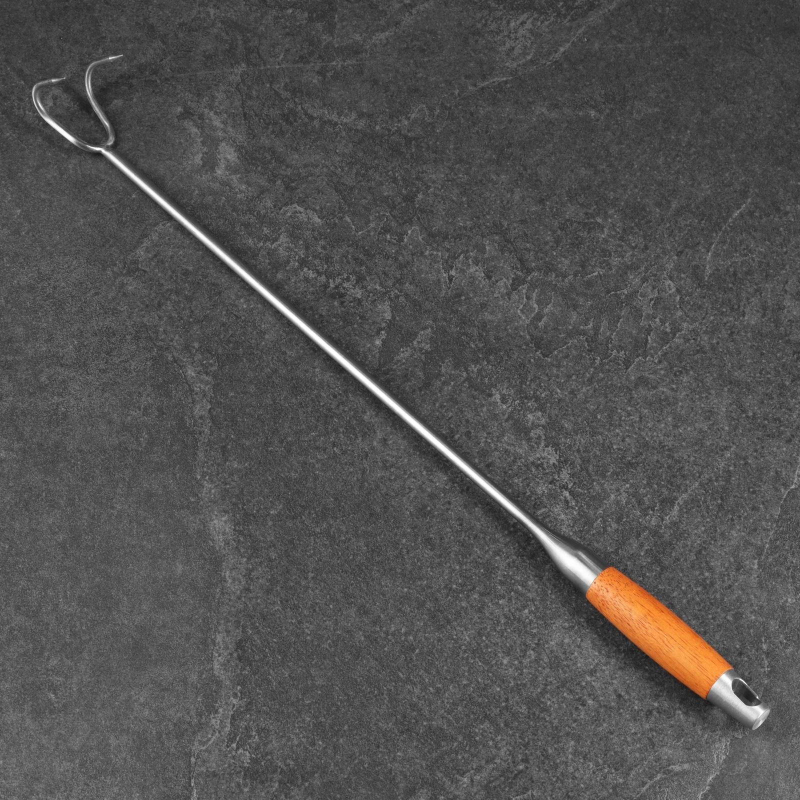 Крюк для мяса универсальный двойной, 62см, с деревянной ручкой