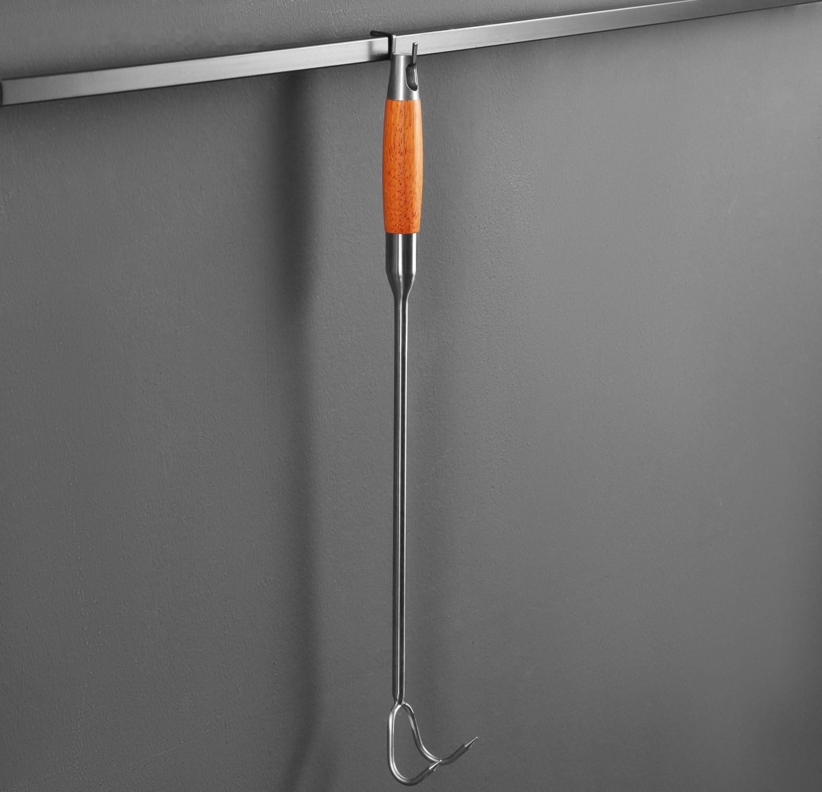 Крюк для мяса универсальный двойной, 50см, с деревянной ручкой