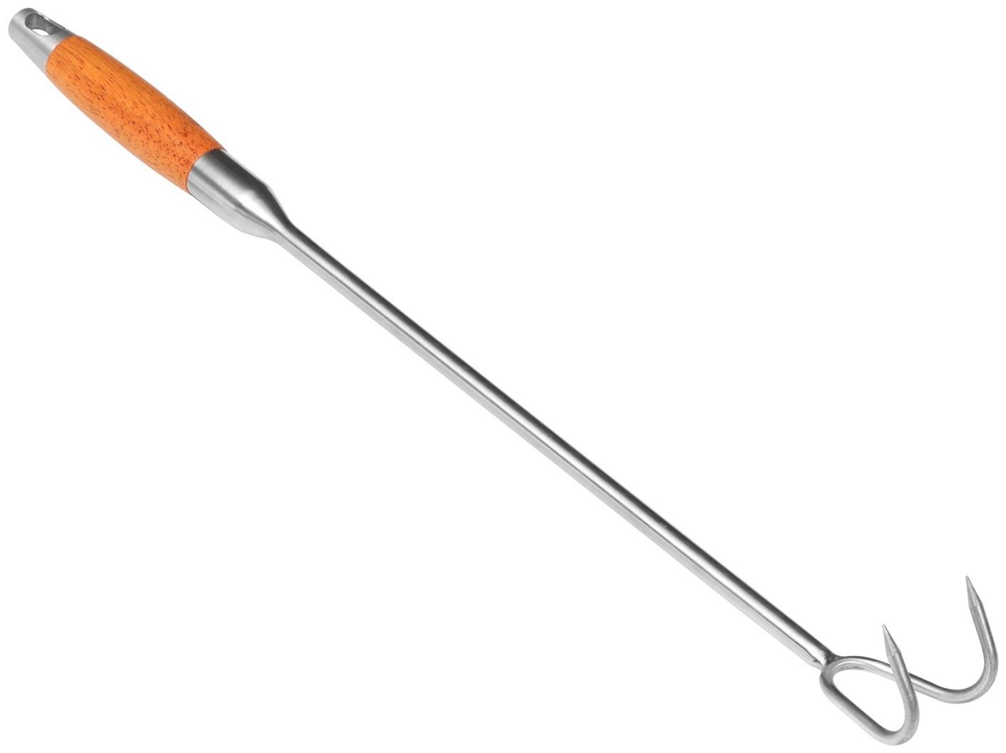 Крюк для мяса универсальный двойной, 50см, с деревянной ручкой