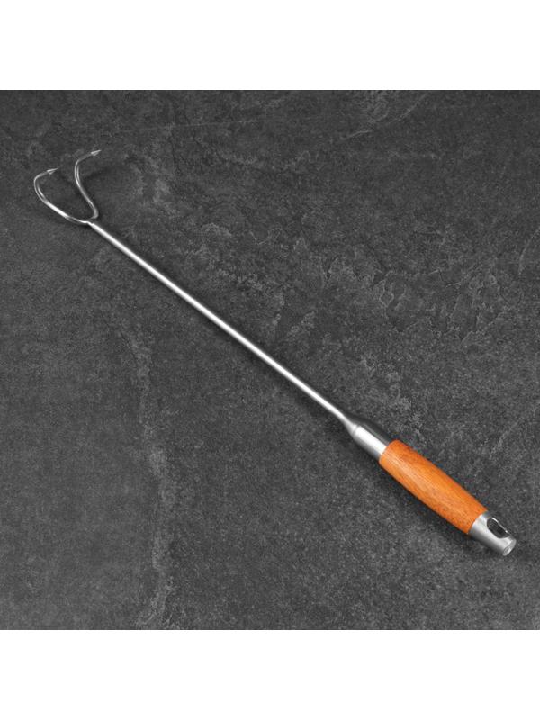 Крюк для мяса универсальный двойной, 50см, с деревянной ручкой