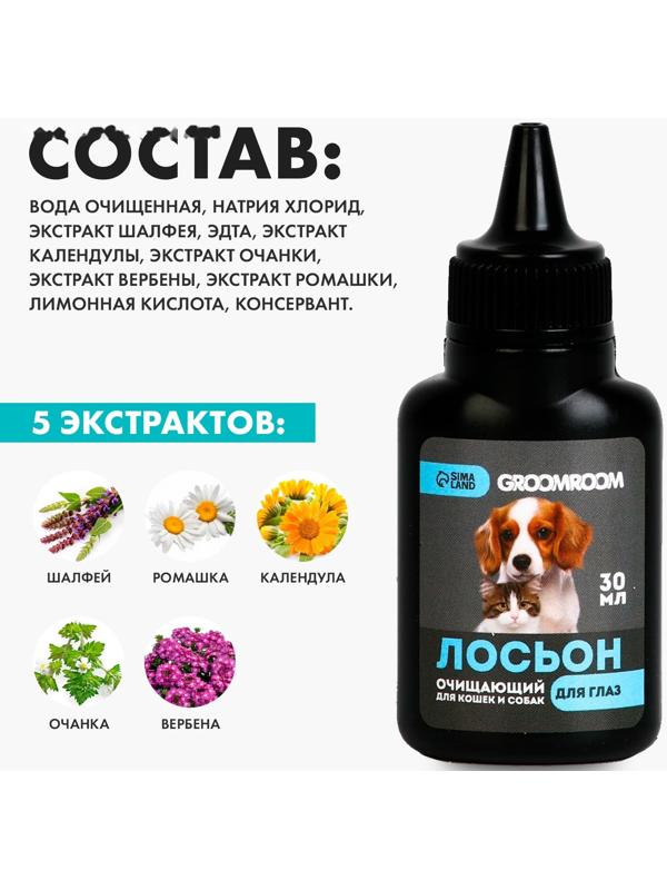 Лосьон для глаз Groomroom для кошек и собак, 30 мл