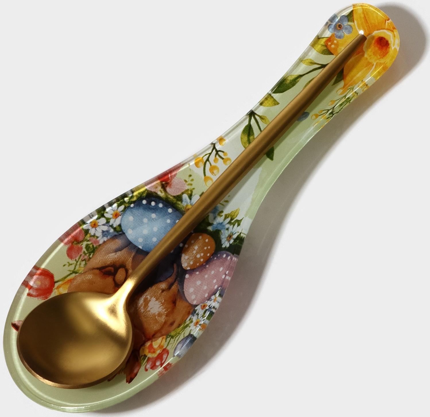 Подставка стеклянная под ложку Доляна «Акварель», 23,5×8,3×1,5 см