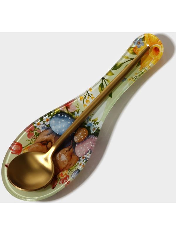 Подставка стеклянная под ложку Доляна «Акварель», 23,5×8,3×1,5 см