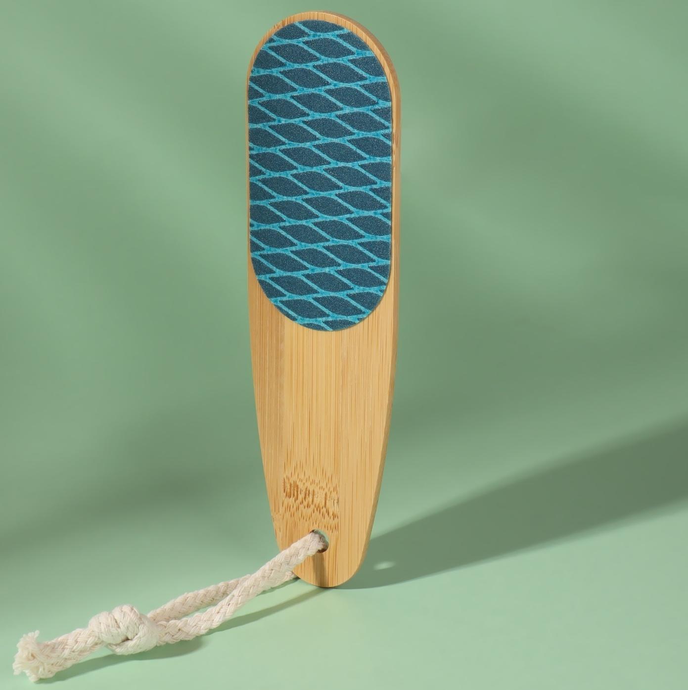 Тёрка для ног «BAMBOO», наждачная, двусторонняя, с подвесом, 18 см, бамбуковая