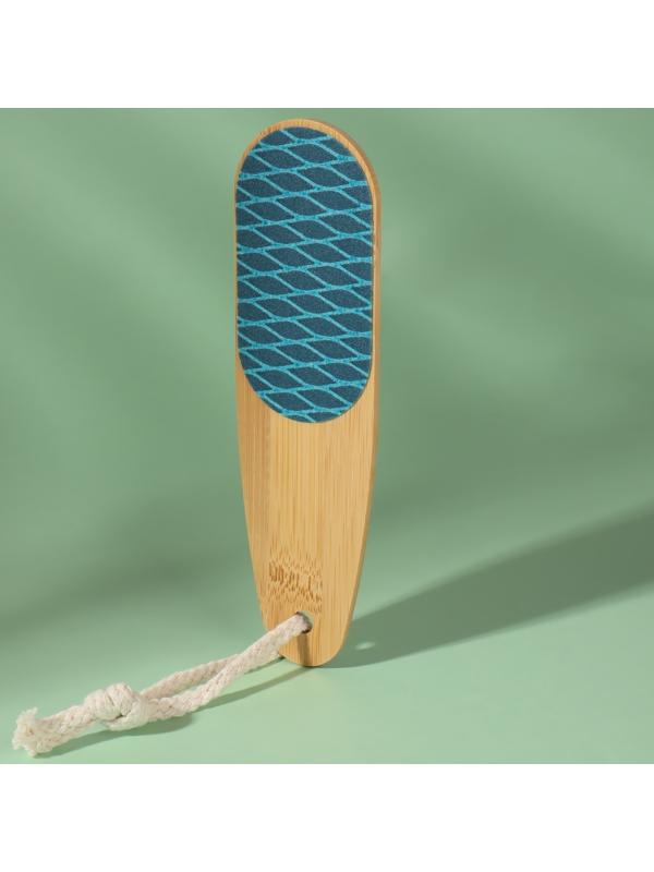 Тёрка для ног «BAMBOO», наждачная, двусторонняя, с подвесом, 18 см, бамбуковая
