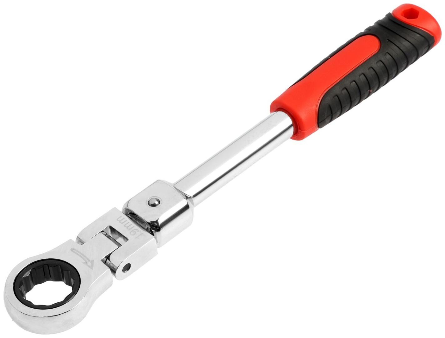 Набор трещоточных ключей ТУНДРА, CrV, сменные поворотные головки 8 - 19 мм, 72 зуба, 8 шт.