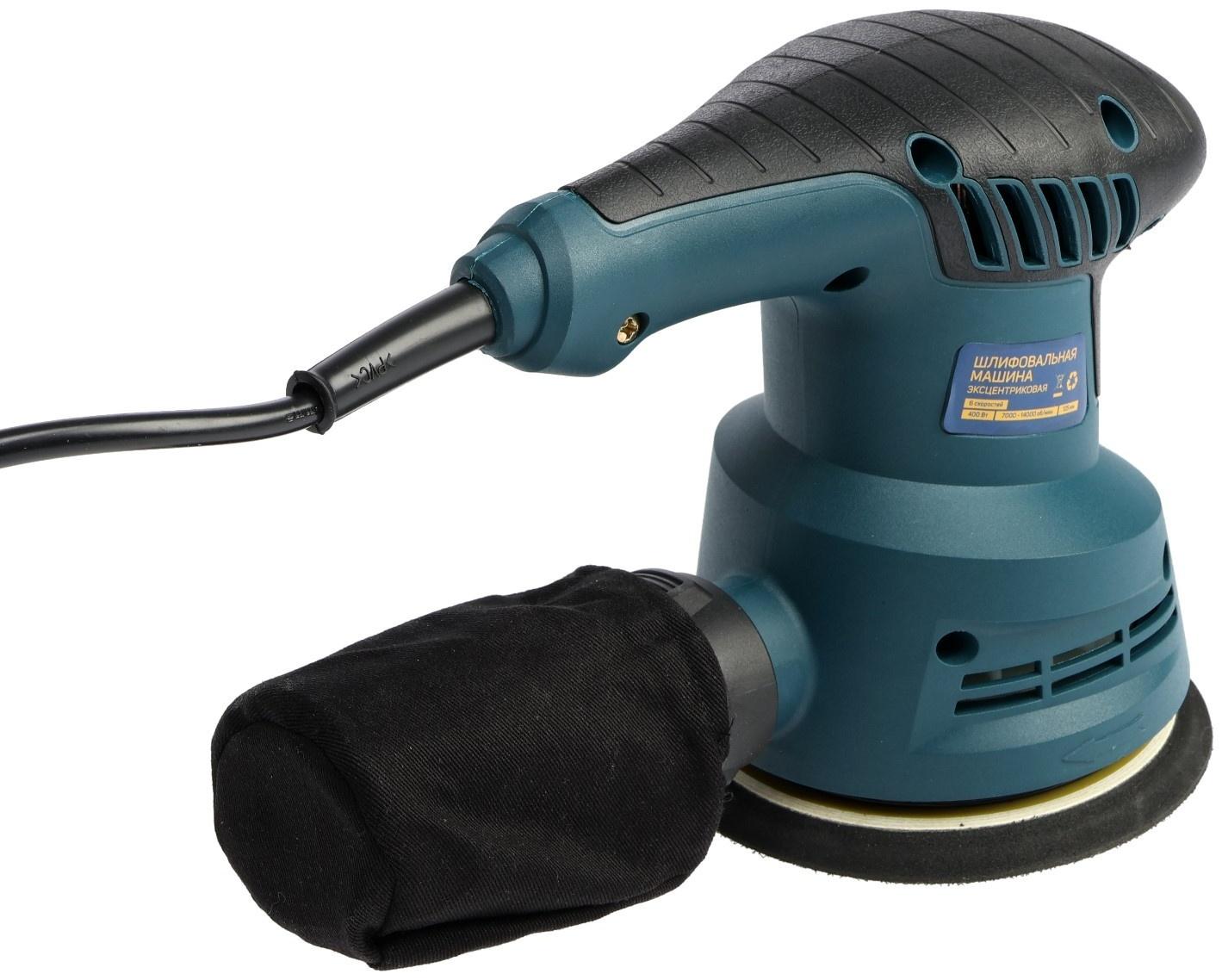 Шлифмашина эксцентриковая ТУНДРА, 400 Вт, 125 мм, 7000 - 14000 об/мин, 6 скоростей