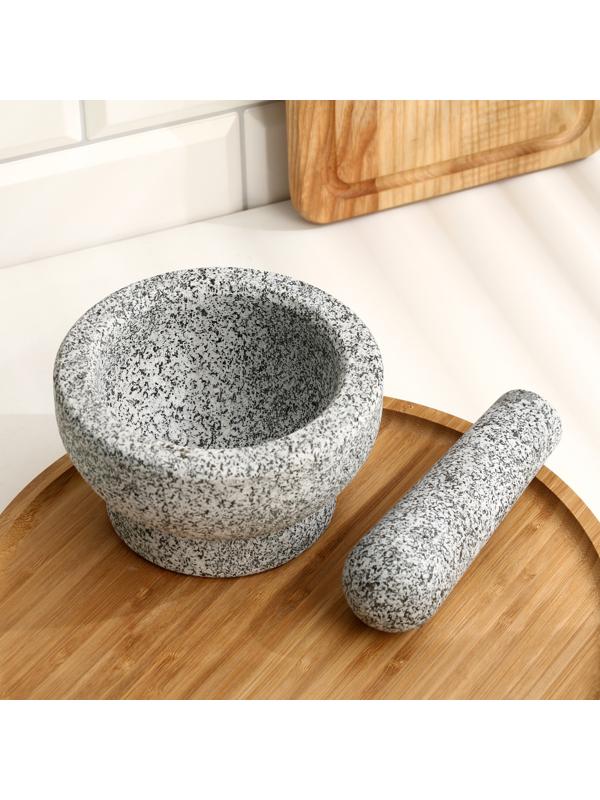 Ступка с пестиком из камня большая, серая, в коробке