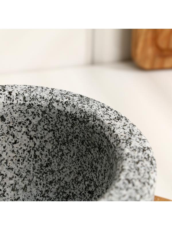 Ступка с пестиком из камня большая, серая, в коробке