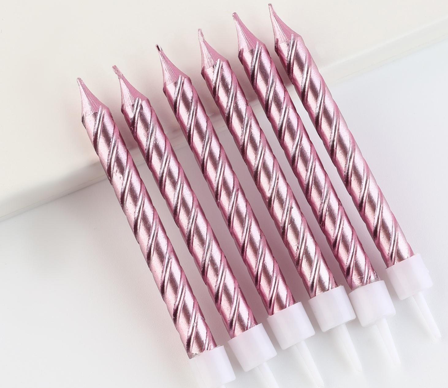 Свечи в торт, розовые, 6 шт, 8,5 х 15 см