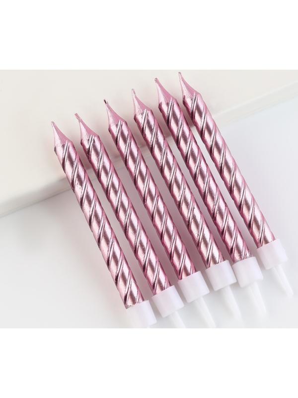 Свечи в торт, розовые, 6 шт, 8,5 х 15 см