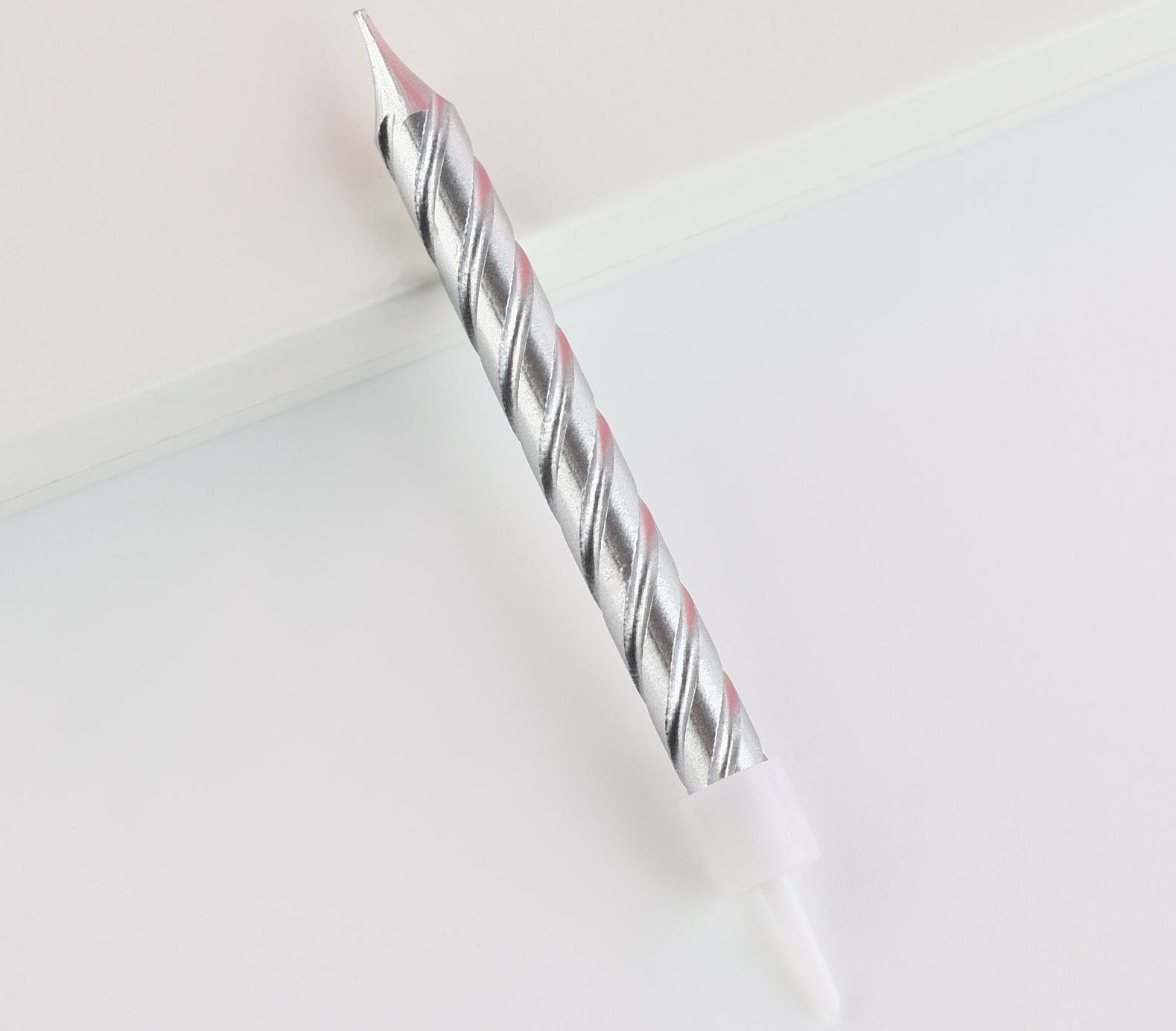 Свечи в торт, серебро, 6 шт, 8,5 х 15 см