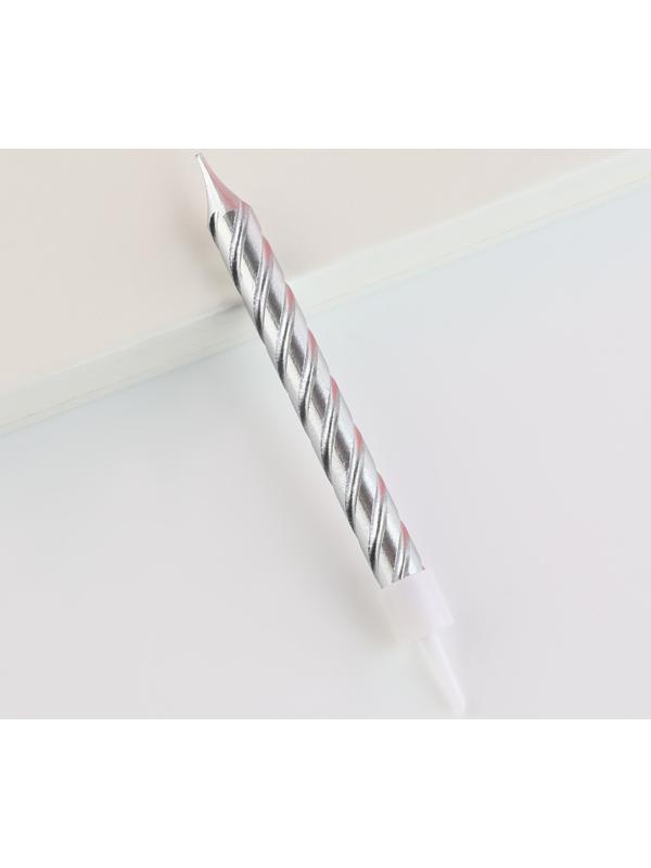 Свечи в торт, серебро, 6 шт, 8,5 х 15 см