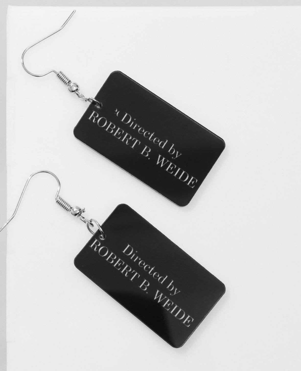 Серьги акрил Directed by, цвет чёрно-белый