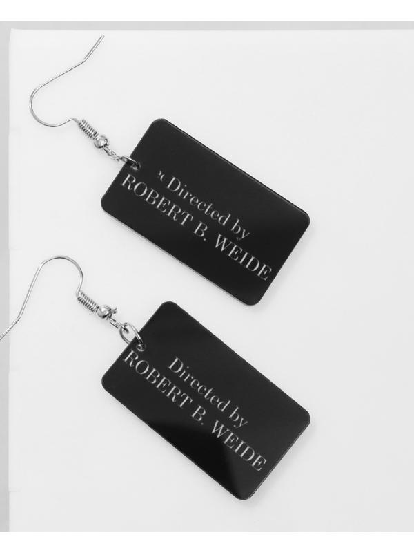 Серьги акрил Directed by, цвет чёрно-белый