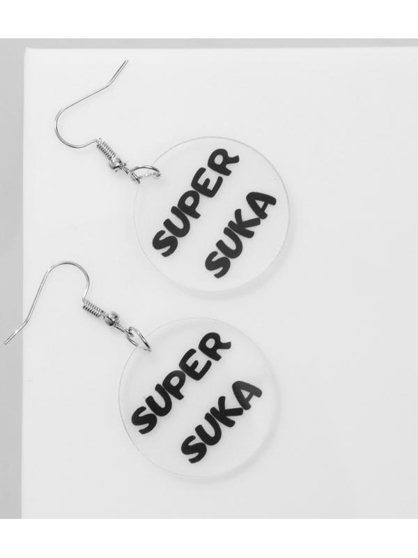 Серьги акрил Super suka, цвет чёрный