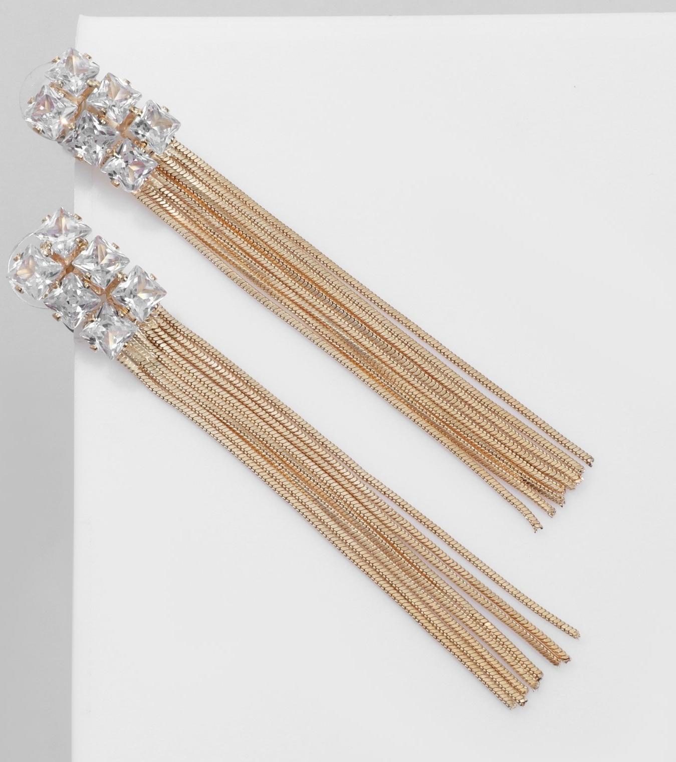 Серьги висячие со стразами 