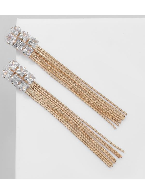 Серьги висячие со стразами 