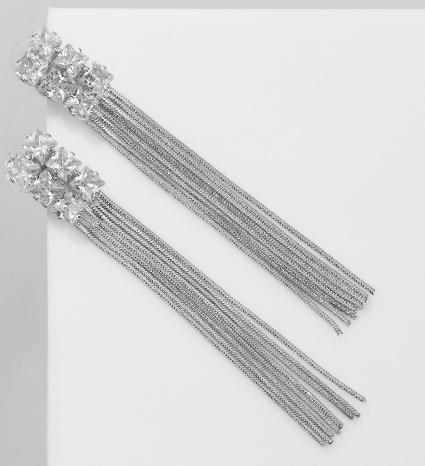 Серьги висячие со стразами 