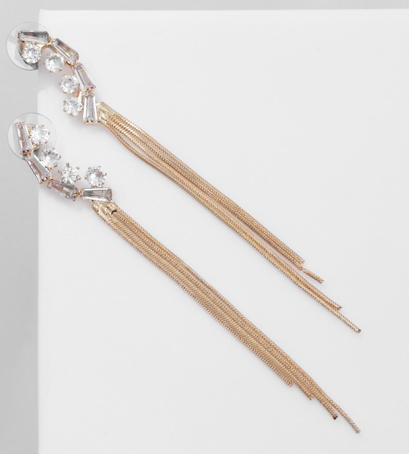 Серьги висячие со стразами 