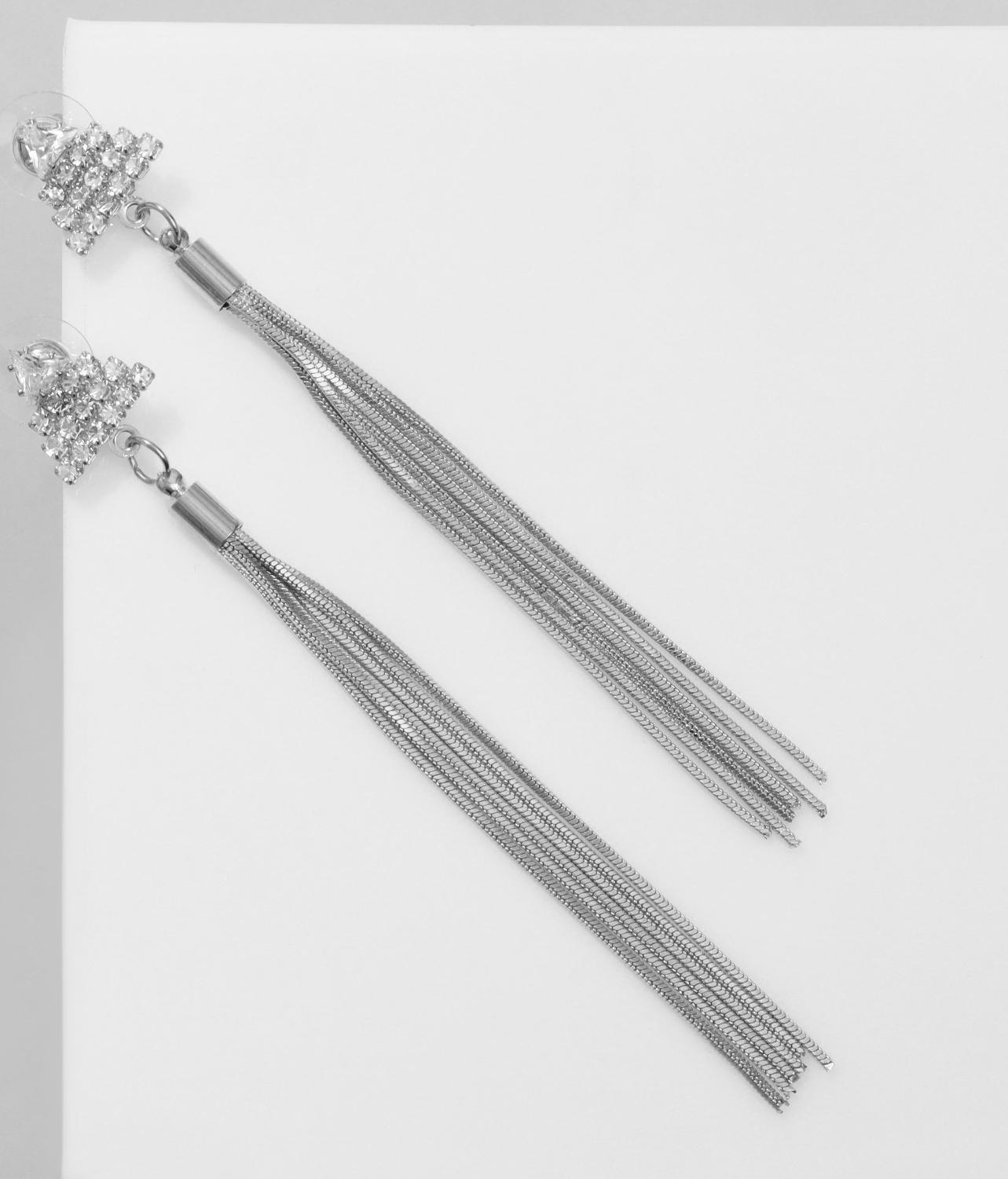 Серьги висячие со стразами 